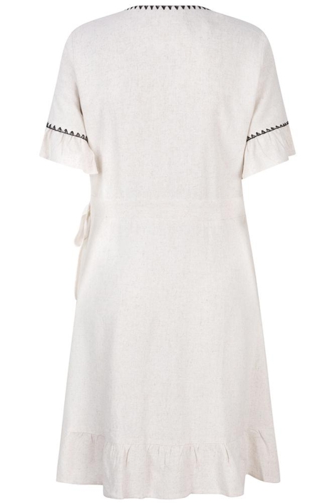 EsQualo dress linen fancy contrast stitc
